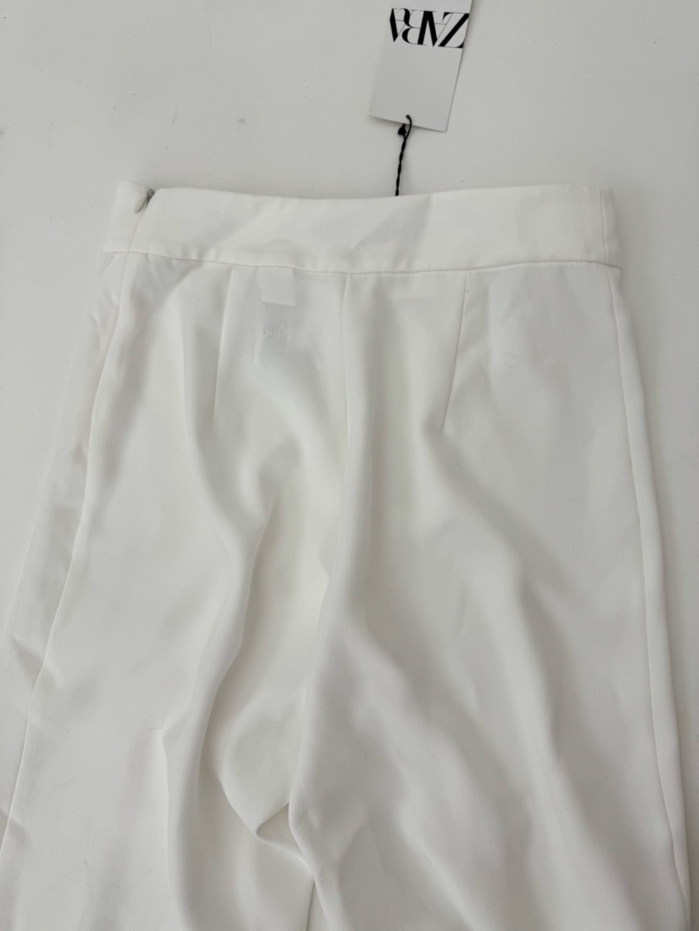 NWT ZARA White Wide Leg Pants High Waisted Minimalist Dressy XS Quiet Luxury - Picture 7 of 8